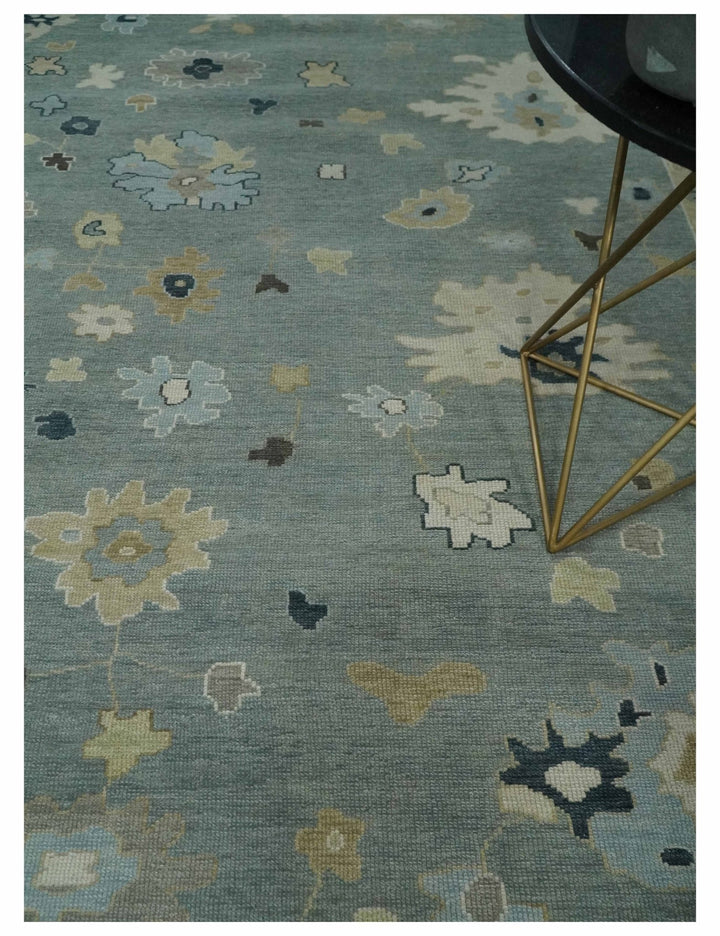 Antique Finish Multi Size Hand Knotted Oushak Silver and Beige Traditional Area Rug - The Rug Decor