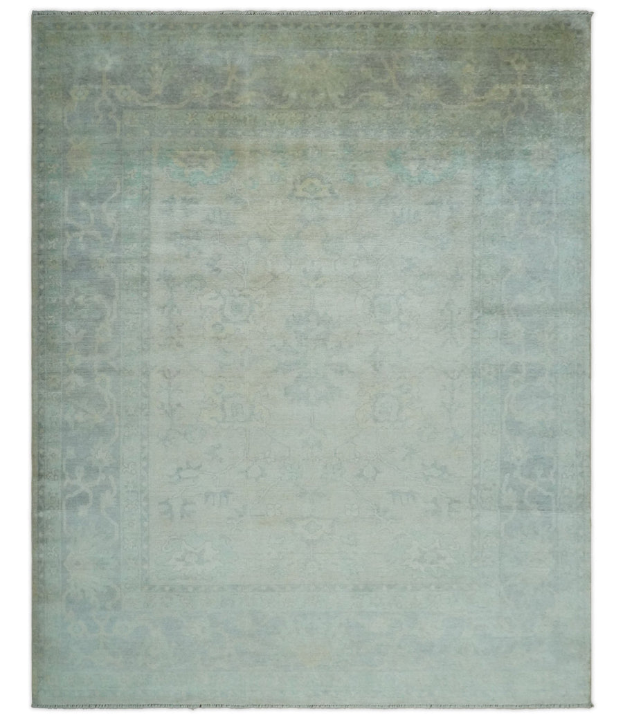 Antique Finish Silver, Gray and Charcoal Hand Knotted Oriental Oushak 8x10 wool Area Rug - The Rug Decor