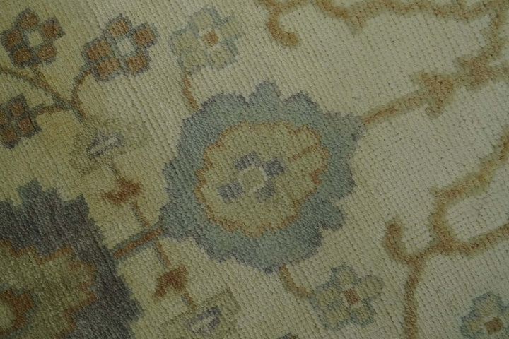 Antique Floral Beige, Olive and Rust Hand knotted Oriental Oushak 8x10 wool Area rug - The Rug Decor