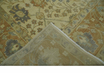 Antique Floral Beige, Olive and Rust Hand knotted Oriental Oushak 8x10 wool Area rug - The Rug Decor