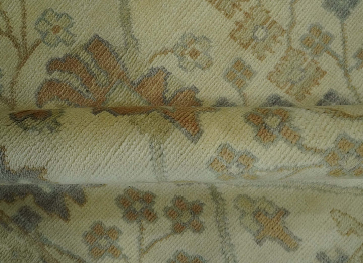 Antique Floral Beige, Olive and Rust Hand knotted Oriental Oushak 8x10 wool Area rug - The Rug Decor
