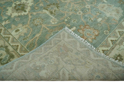 Antique Floral Gray, Beige and Green Hand knotted Oriental Oushak 8x10 Wool Area Rug - The Rug Decor