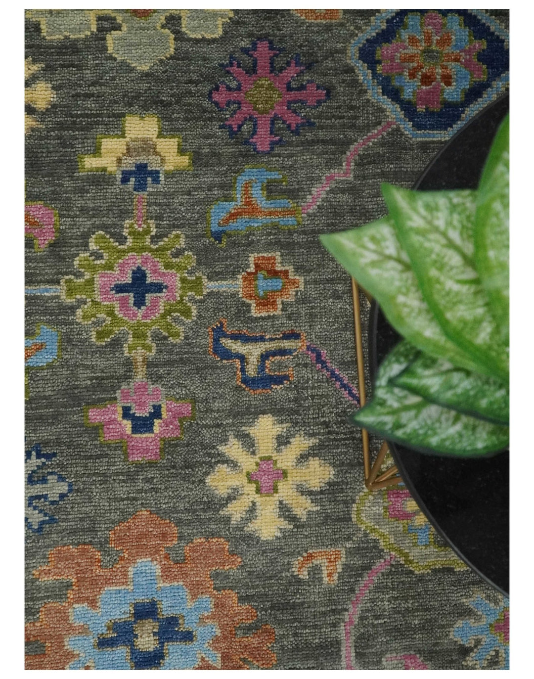 Antique Gray and Pink 5x8, 6x9, 8x10, 9x12, 10x14 and 12x15 Wool Traditional Persian Silver Vibrant Colorful Hand knotted Oushak Area Rug | TRDCP787 - The Rug Decor