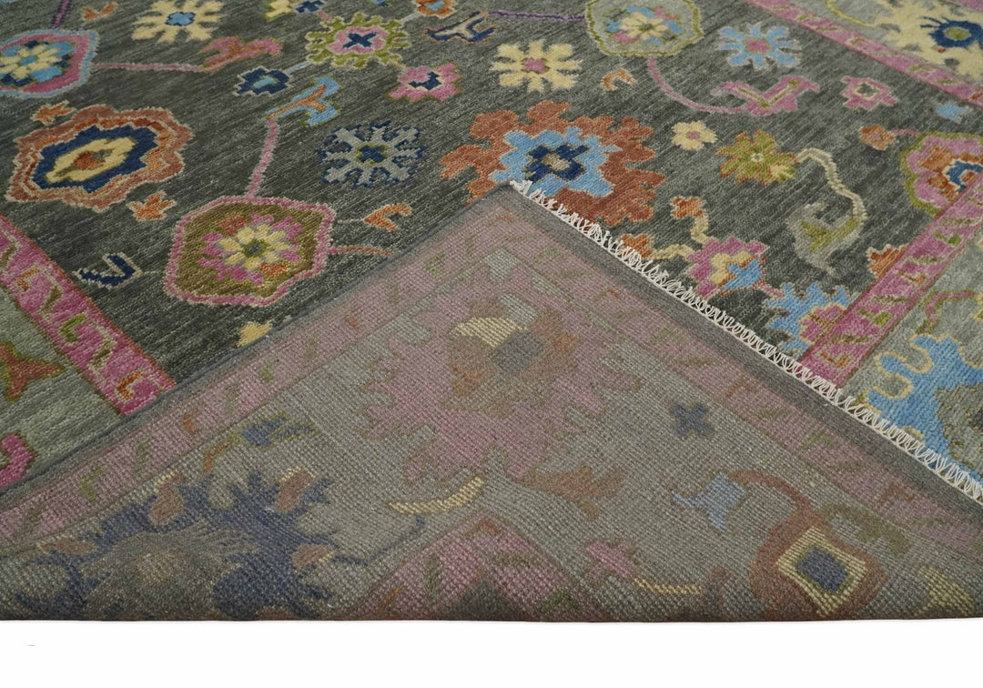 Antique Gray and Pink 5x8, 6x9, 8x10, 9x12, 10x14 and 12x15 Wool Traditional Persian Silver Vibrant Colorful Hand knotted Oushak Area Rug | TRDCP787 - The Rug Decor