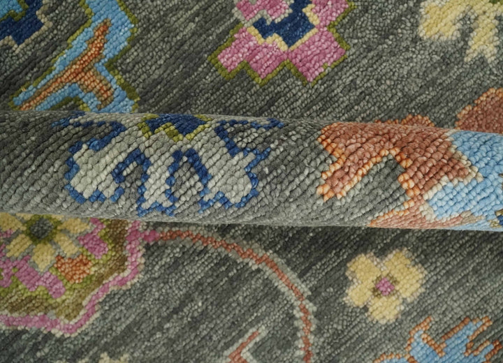 Antique Gray and Pink 5x8, 6x9, 8x10, 9x12, 10x14 and 12x15 Wool Traditional Persian Silver Vibrant Colorful Hand knotted Oushak Area Rug | TRDCP787 - The Rug Decor