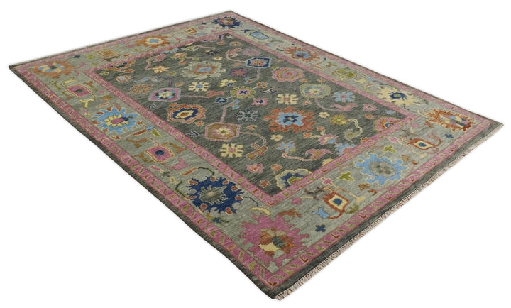 Antique Gray and Pink 5x8, 6x9, 8x10, 9x12, 10x14 and 12x15 Wool Traditional Persian Silver Vibrant Colorful Hand knotted Oushak Area Rug | TRDCP787 - The Rug Decor