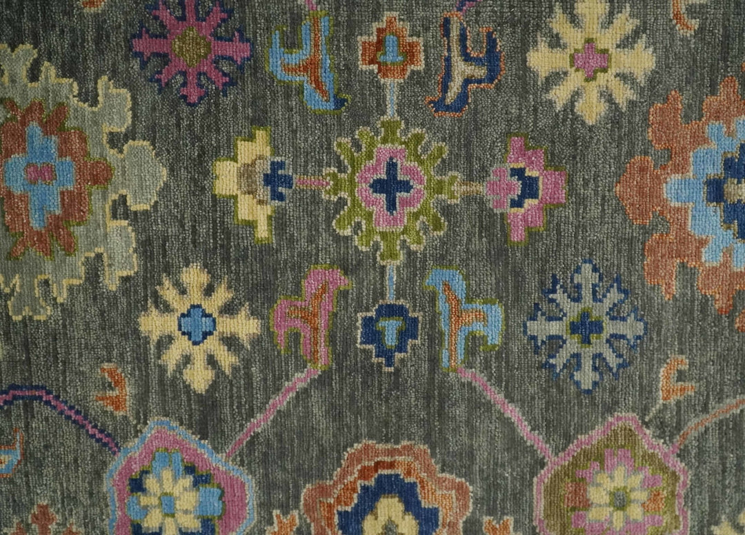 Antique Gray and Pink 5x8, 6x9, 8x10, 9x12, 10x14 and 12x15 Wool Traditional Persian Silver Vibrant Colorful Hand knotted Oushak Area Rug | TRDCP787 - The Rug Decor