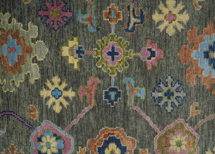 Antique Gray and Pink 5x8, 6x9, 8x10, 9x12, 10x14 and 12x15 Wool Traditional Persian Silver Vibrant Colorful Hand knotted Oushak Area Rug | TRDCP787 - The Rug Decor