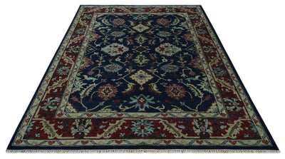 Antique Hand Knotted 5x8, 6x9, 8x10, 9x12, 10x14 and 12x15 Blue, Beige and Rust Traditional Persian Oushak Wool Rug | TRDCP1086 - The Rug Decor