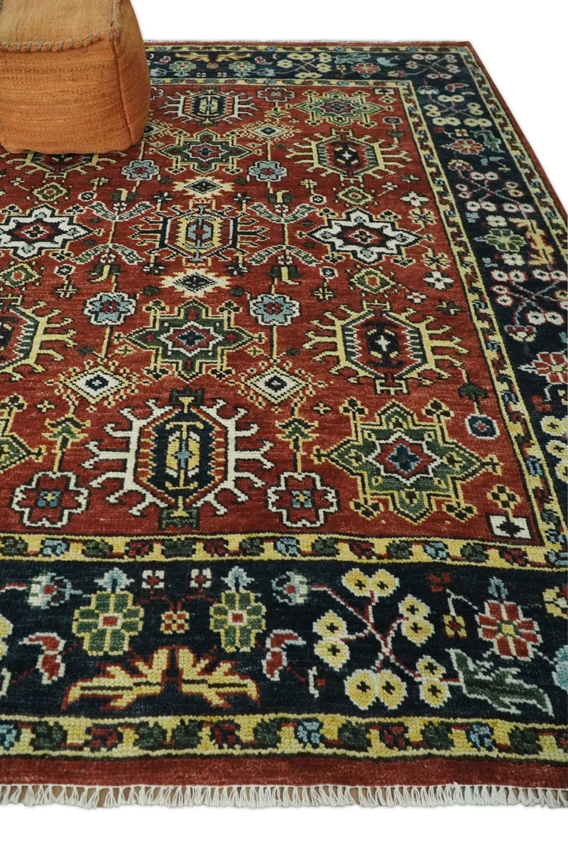Antique Hand Knotted 5x8, 6x9, 8x10, 9x12, 10x14 and 12x15 Red and Blue Traditional Vintage Persian Oushak Wool Rug | TRDCP969 - The Rug Decor