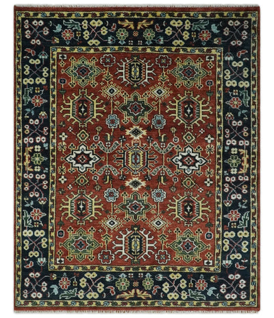 Antique Hand Knotted 5x8, 6x9, 8x10, 9x12, 10x14 and 12x15 Red and Blue Traditional Vintage Persian Oushak Wool Rug | TRDCP969 - The Rug Decor