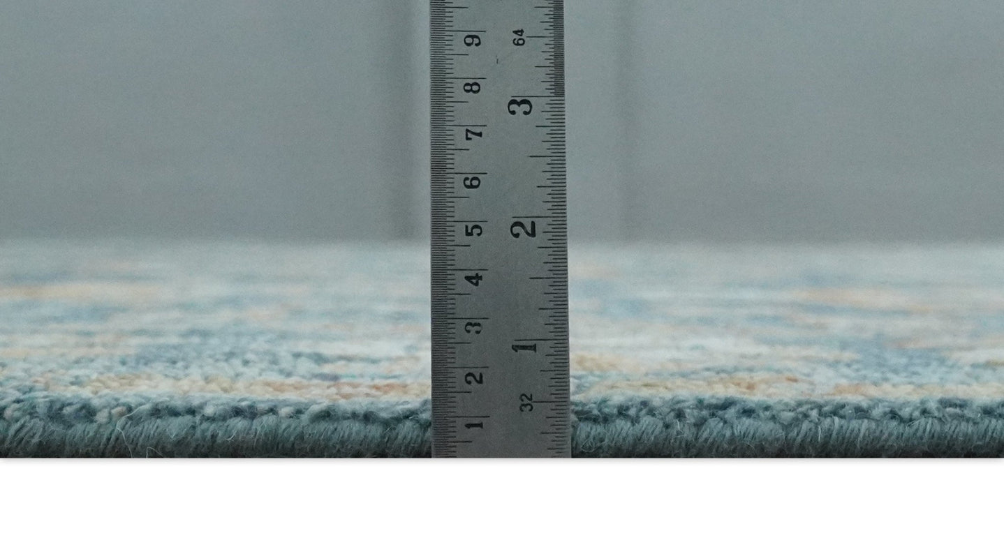 Antique Hand Knotted 8x10 Blue, Beige and Rust Traditional Oushak Wool Rug | TRD2782810S - The Rug Decor