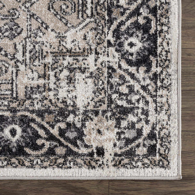 Antique Ivory, Beige and Charcoal Traditional Washable Turkish Design Area Rug - The Rug Decor