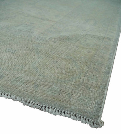 Antique look Beige and Gray Hand Knotted Oriental Oushak 8x10 wool Area Rug - The Rug Decor