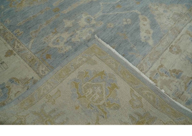 Antique look Charcoal and Beige Hand knotted Traditional Oushak wool Area Rug - The Rug Decor