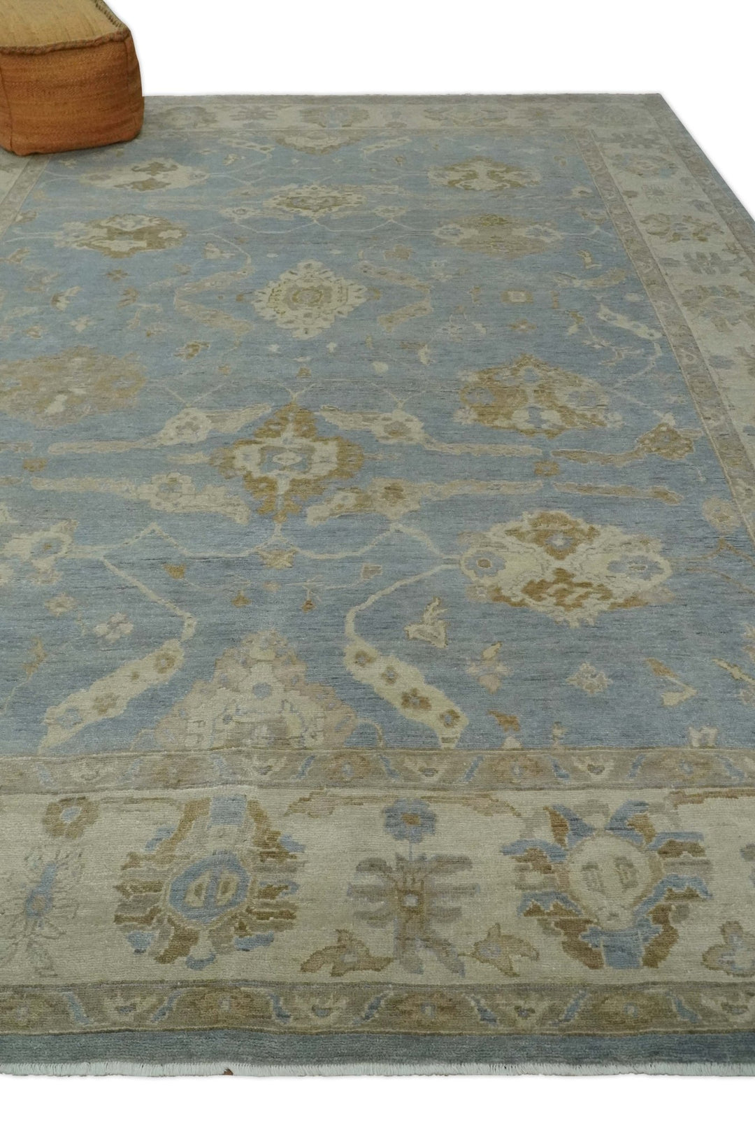 Antique look Charcoal and Beige Hand knotted Traditional Oushak wool Area Rug - The Rug Decor