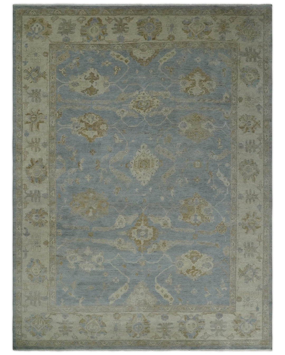 Antique look Charcoal and Beige Hand knotted Traditional Oushak wool Area Rug - The Rug Decor