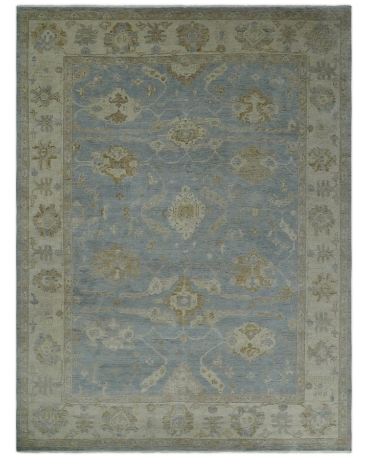 Antique look Charcoal and Beige Hand knotted Traditional Oushak wool Area Rug - The Rug Decor