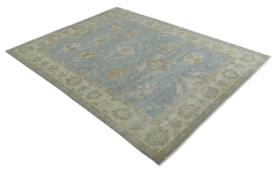 Antique look Charcoal and Beige Hand knotted Traditional Oushak wool Area Rug - The Rug Decor