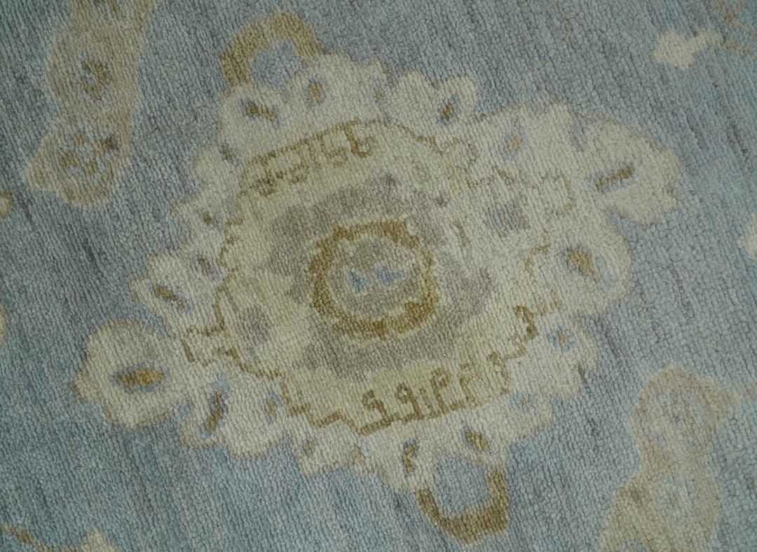 Antique look Charcoal and Beige Hand knotted Traditional Oushak wool Area Rug - The Rug Decor
