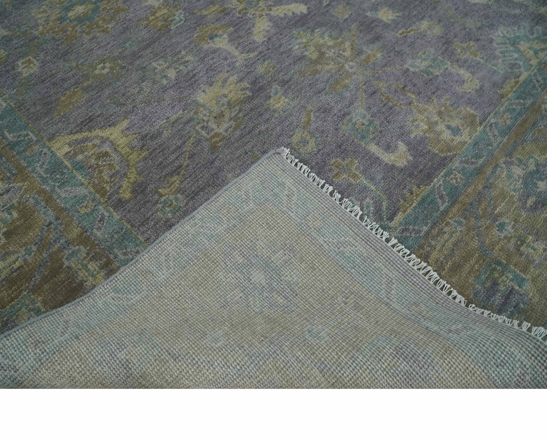 Antique look Charcoal and Olive Hand Knotted 9x12 Traditional Oushak Wool Area Rug - The Rug Decor