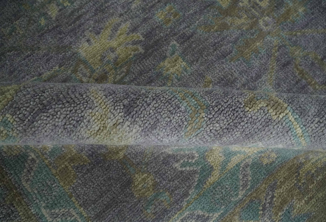 Antique look Charcoal and Olive Hand Knotted 9x12 Traditional Oushak Wool Area Rug - The Rug Decor
