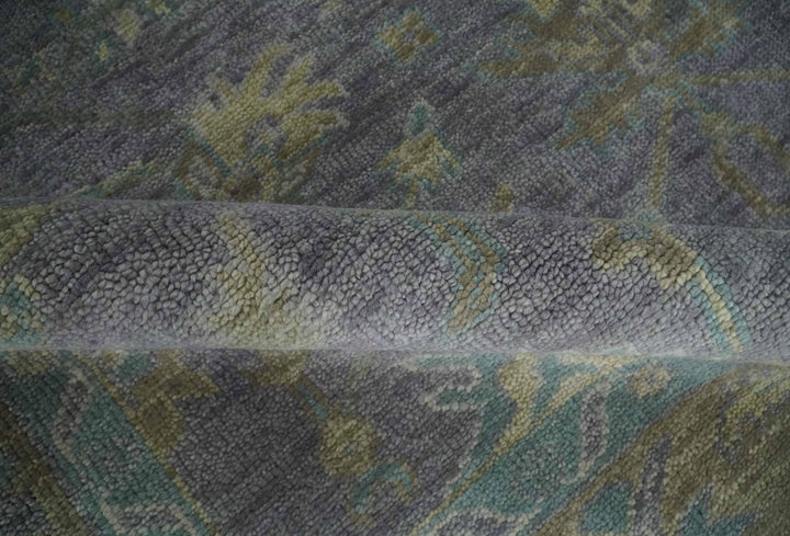 Antique look Charcoal and Olive Hand Knotted 9x12 Traditional Oushak Wool Area Rug - The Rug Decor