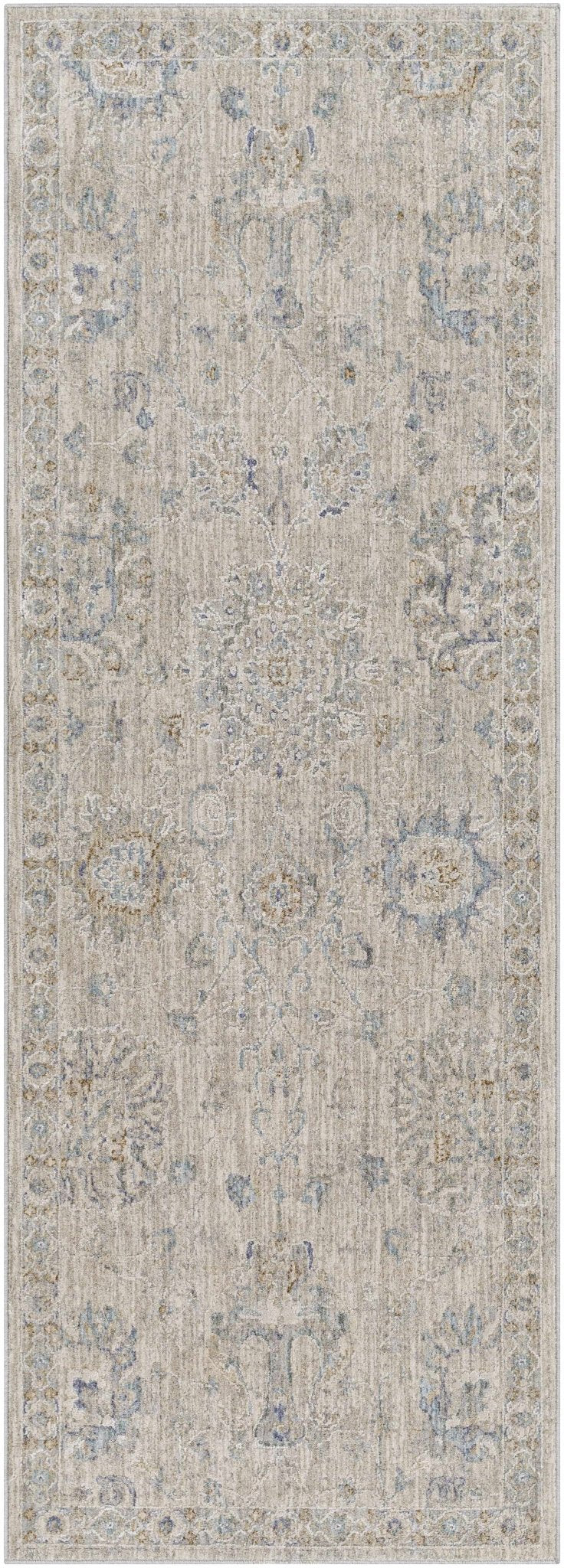 Antique Look Floral Beige and Charcoal Traditional Design Area Rug - The Rug Decor