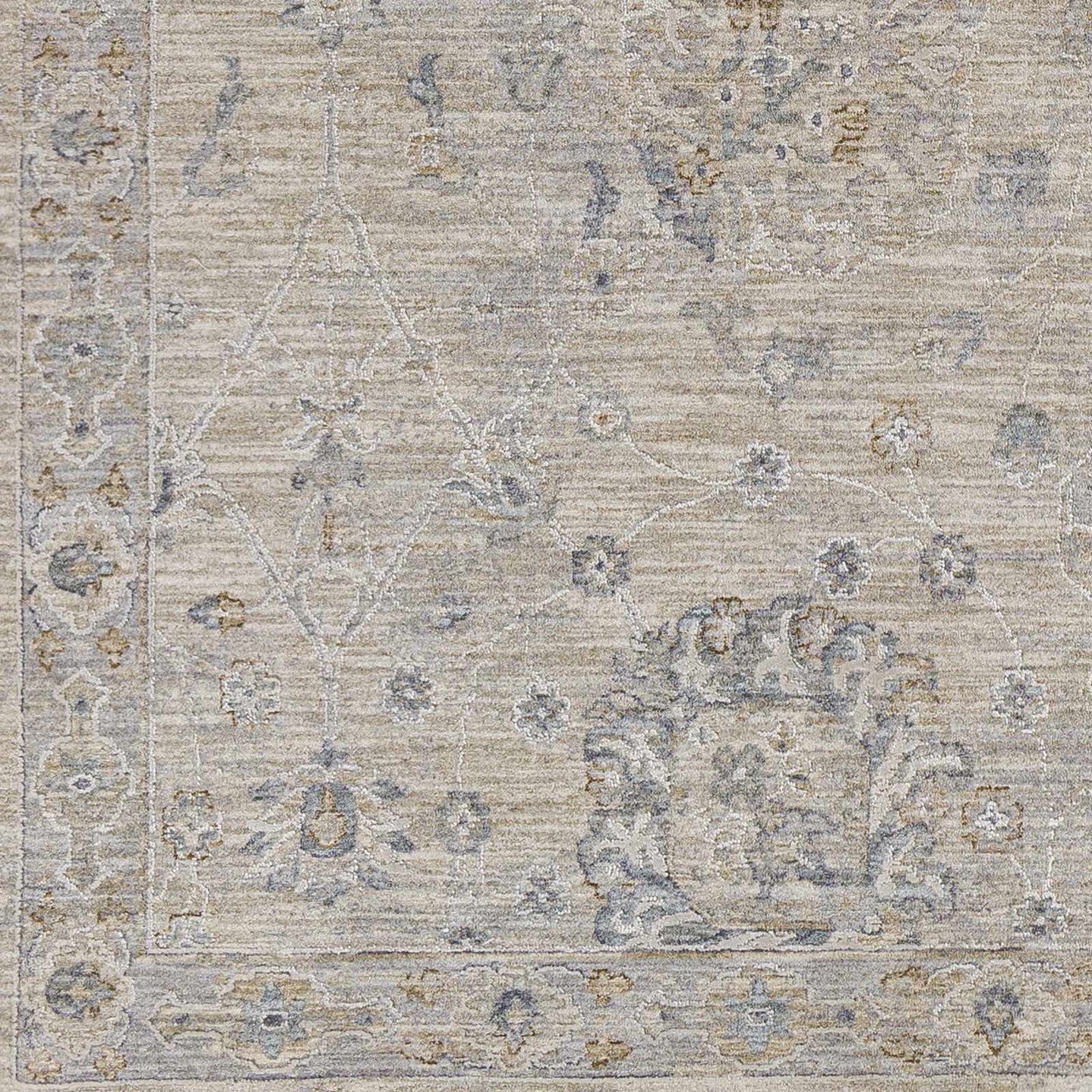 Antique Look Floral Beige and Charcoal Traditional Design Area Rug - The Rug Decor
