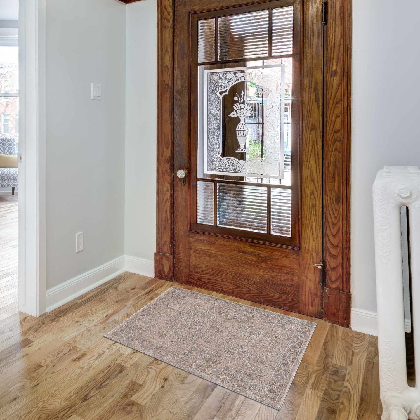 Antique Look Floral Beige and Charcoal Traditional Design Area Rug - The Rug Decor