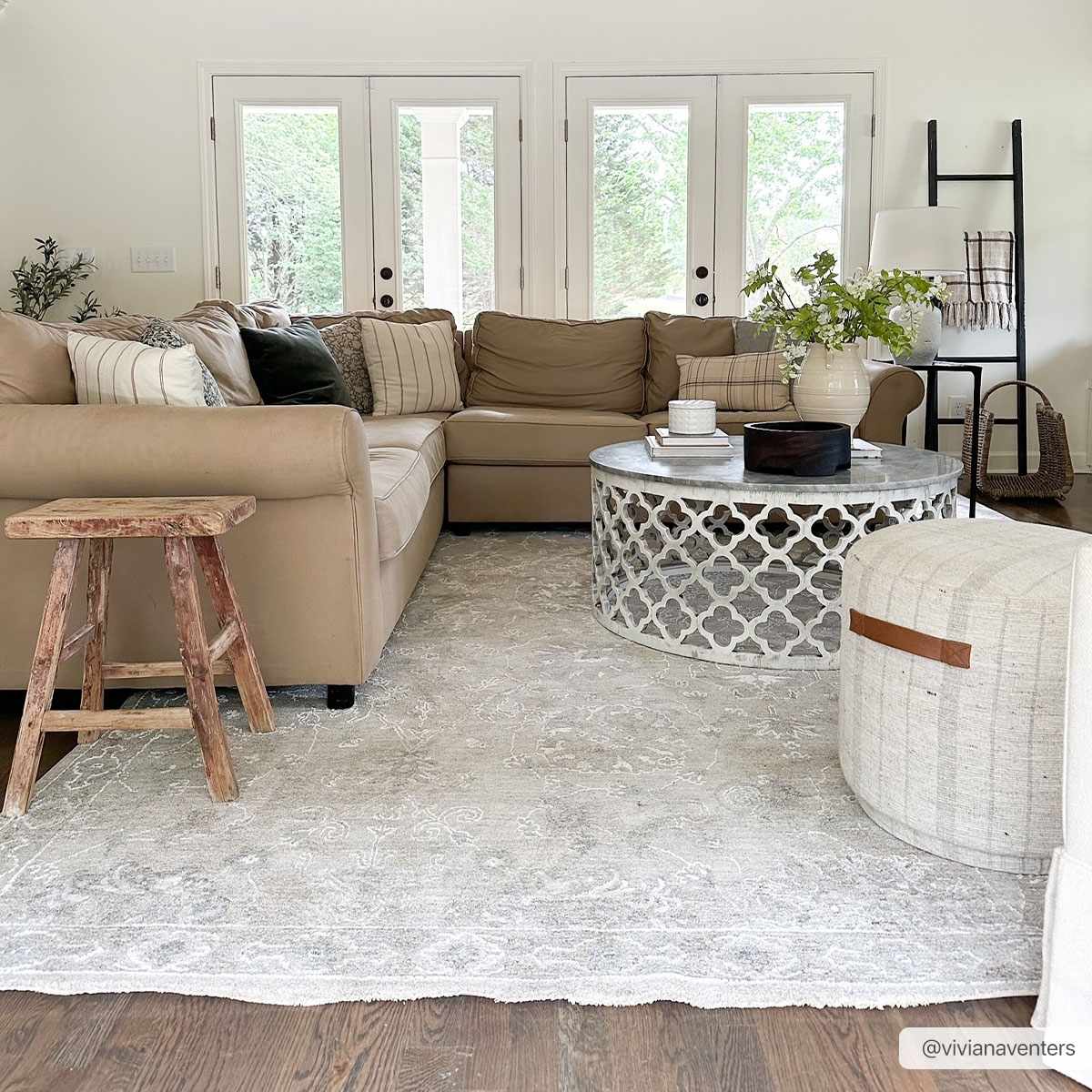 Antique Look Floral Beige and Charcoal Traditional Design Area Rug - The Rug Decor