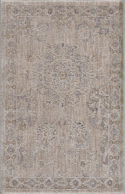 Antique Look Floral Beige and Charcoal Traditional Design Area Rug - The Rug Decor