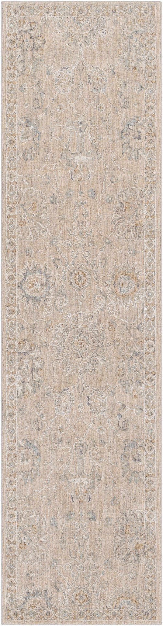 Antique Look Floral Beige and Charcoal Traditional Design Area Rug - The Rug Decor