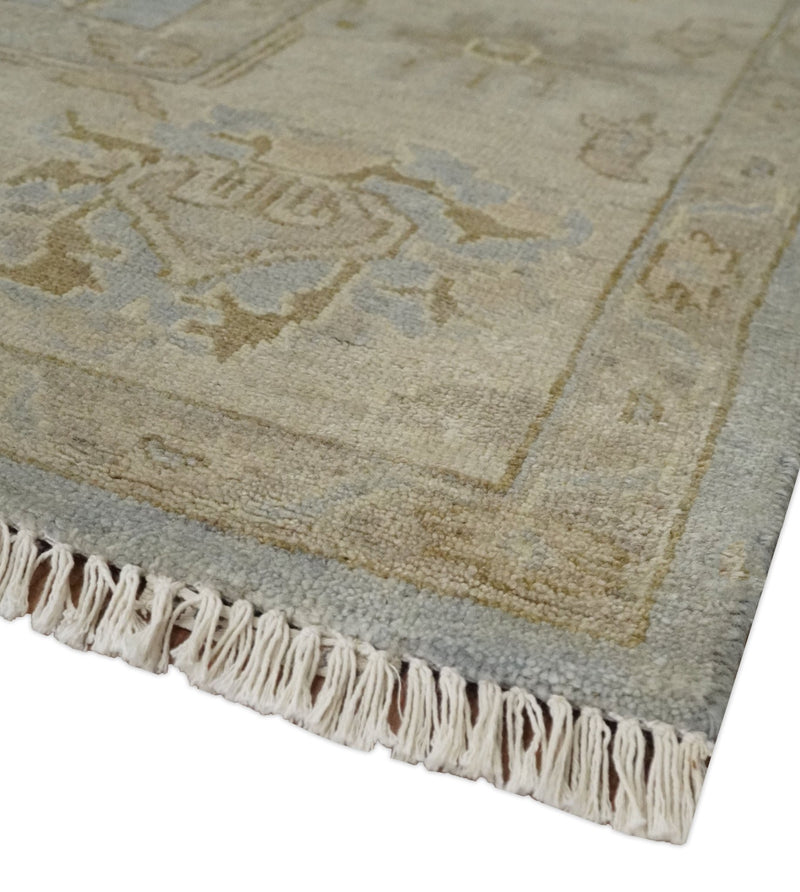 Antique look Gray, Beige and Olive Hand knotted Traditional Oushak 9x12 wool Area Rug - The Rug Decor