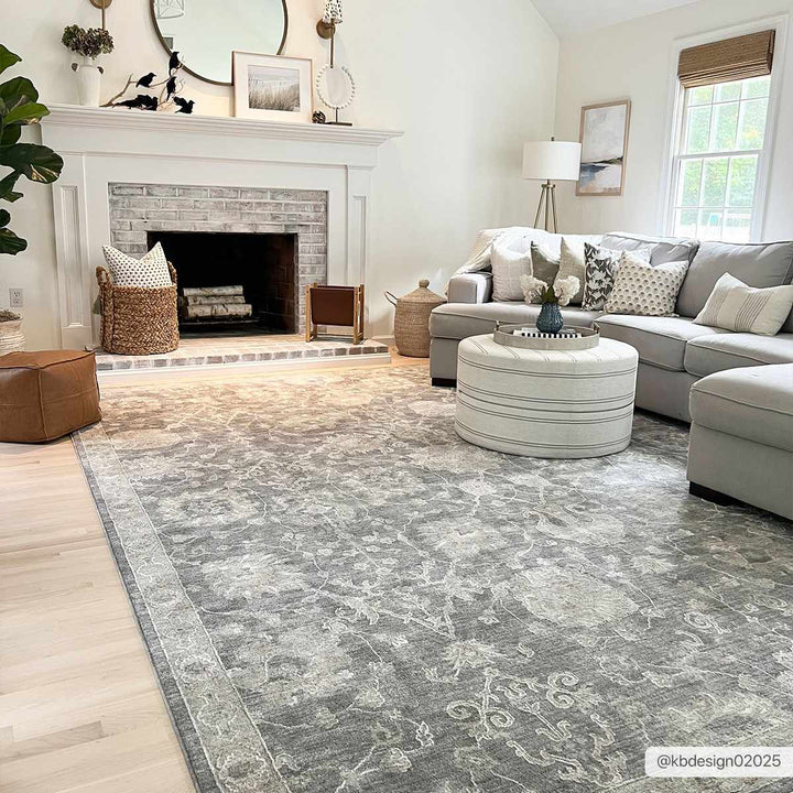 Antique Look Gray, Beige and Silver Oriental Oushak Design Area Rug - The Rug Decor