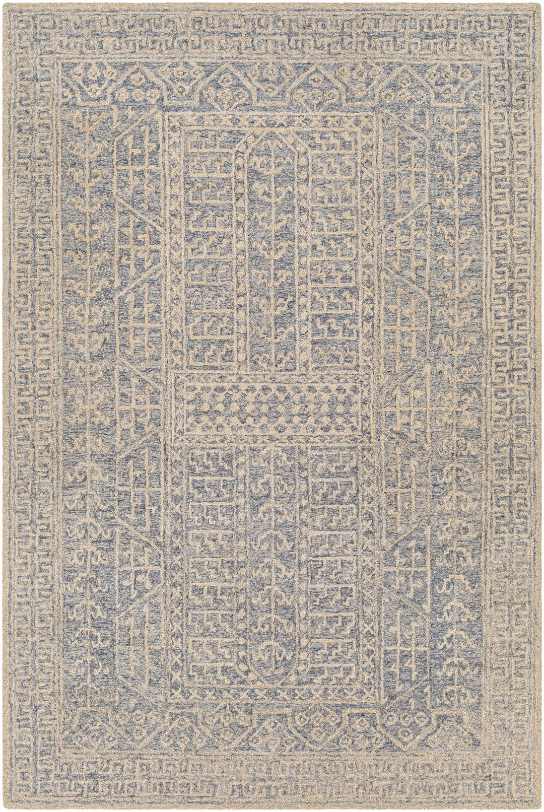 Antique Look Intricate Designs Beige and Blue Traditional Hand Tufted Wool Area Rug - The Rug Decor