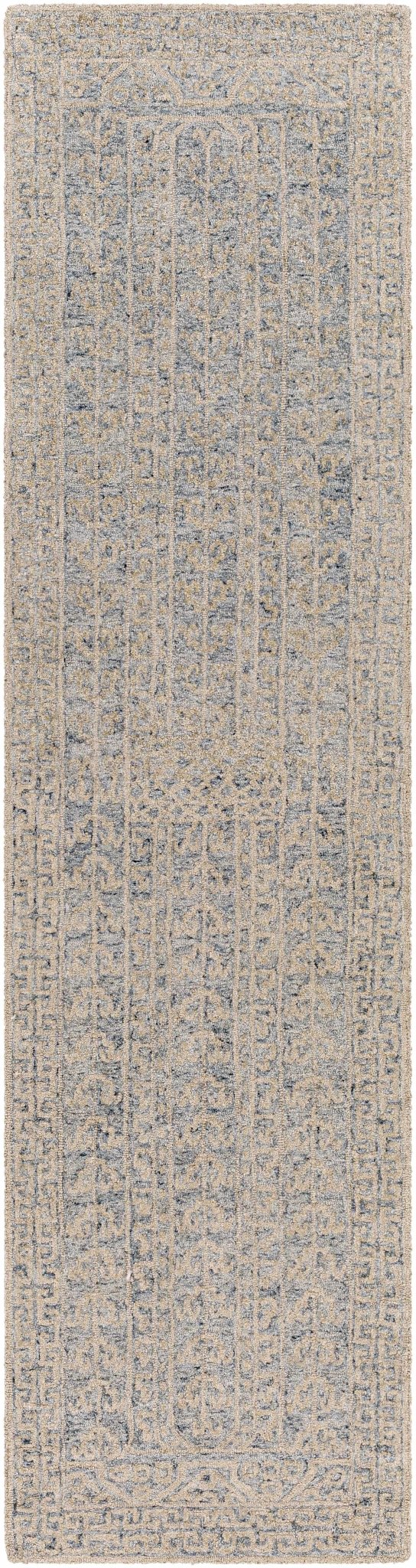 Antique Look Intricate Designs Beige and Blue Traditional Hand Tufted Wool Area Rug - The Rug Decor