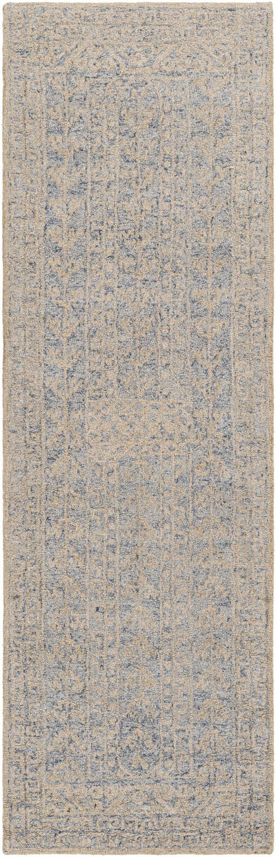 Antique Look Intricate Designs Beige and Blue Traditional Hand Tufted Wool Area Rug - The Rug Decor