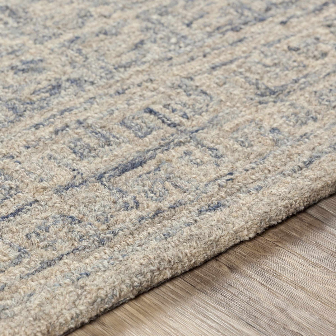 Antique Look Intricate Designs Beige and Blue Traditional Hand Tufted Wool Area Rug - The Rug Decor