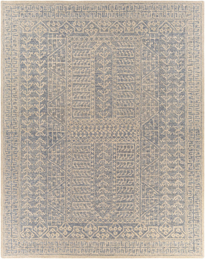 Antique Look Intricate Designs Beige and Blue Traditional Hand Tufted Wool Area Rug - The Rug Decor