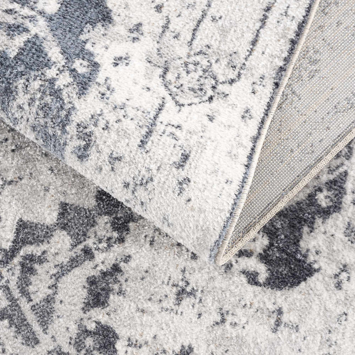 Antique look Ivory And Charcoal Medallion Washable Area Rug - The Rug Decor