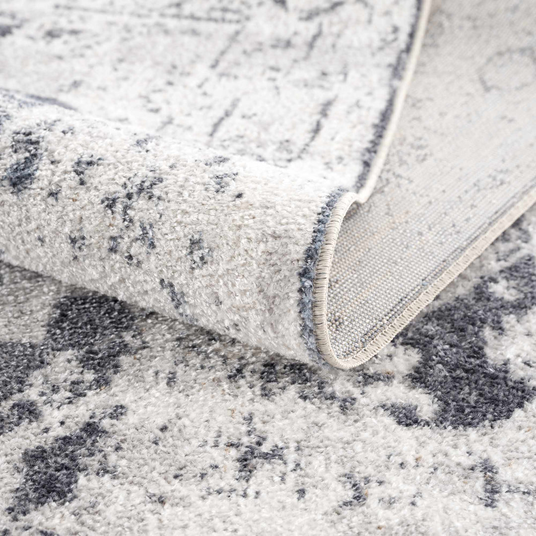 Antique look Ivory And Charcoal Medallion Washable Area Rug - The Rug Decor