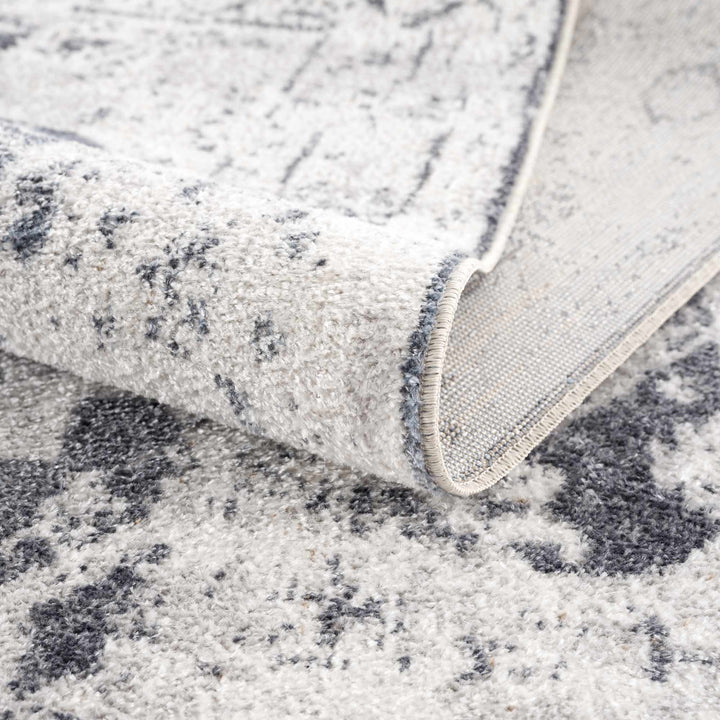 Antique look Ivory And Charcoal Medallion Washable Area Rug - The Rug Decor