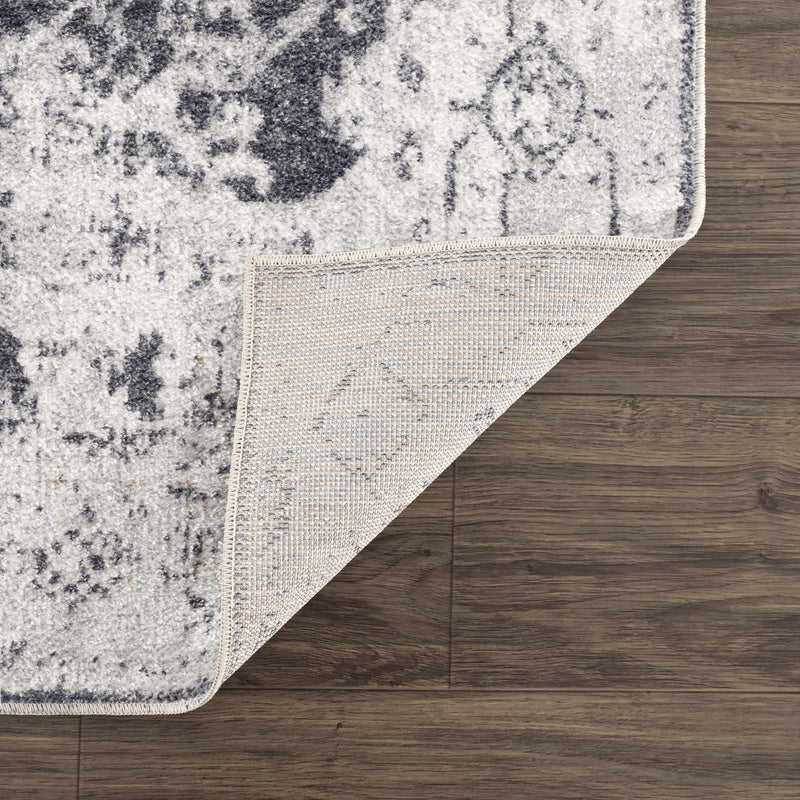 Antique look Ivory And Charcoal Medallion Washable Area Rug - The Rug Decor