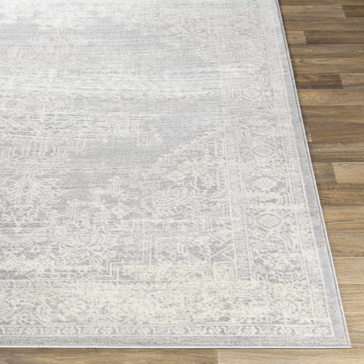 Antique Look Ivory And Gray Medallion Pattern Machine Woven Area Rug - The Rug Decor