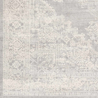 Antique Look Ivory And Gray Medallion Pattern Machine Woven Area Rug - The Rug Decor
