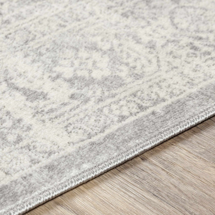Antique Look Ivory And Gray Medallion Pattern Machine Woven Area Rug - The Rug Decor