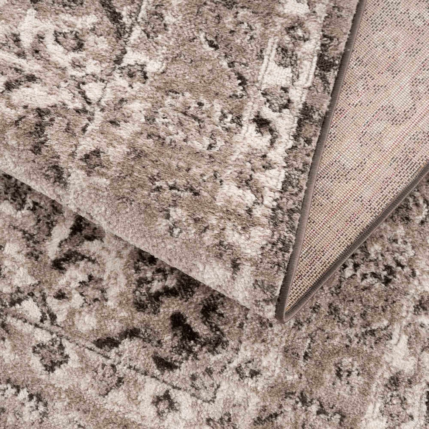 Antique Look Traditional Heriz Medallion Design Brown, Ivory and Charcoal Area Rug - The Rug Decor