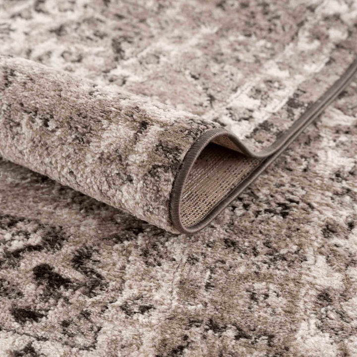 Antique Look Traditional Heriz Medallion Design Brown, Ivory and Charcoal Area Rug - The Rug Decor