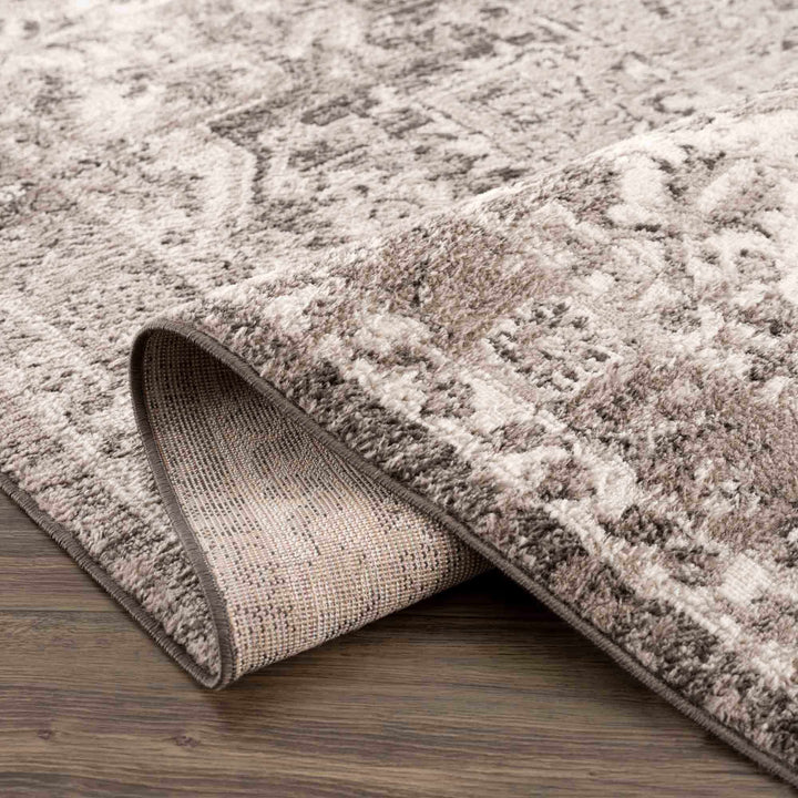 Antique Look Traditional Heriz Medallion Design Brown, Ivory and Charcoal Area Rug - The Rug Decor